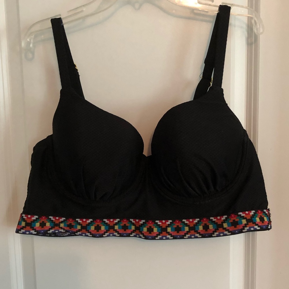 Black Bathing Suit top w/ aztec pattern